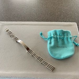 Tiffany & Co Mens Gate Link ID Bracelet sterling silver w/ 18 k gold details
